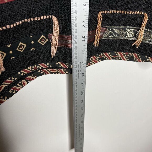 Flashback Jacket Womens Medium Black Knit Boho Tassel Western Intricate Vintage - Picture 4 of 13